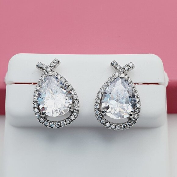 "925 Sterling Silver Cubic Zirconia Earrings, U19254582 - Picture 1 of 12